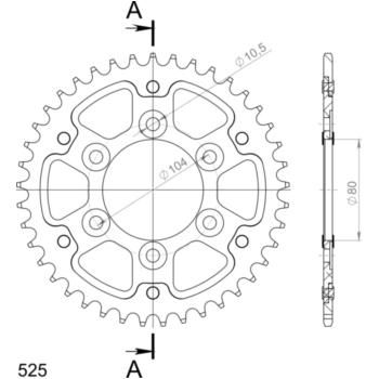 Kettenrad Supersprox Stealth 525/41Z rot RST-1489:41-RED 6-Loch